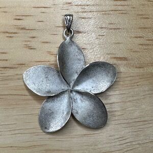 Sterling Silver Plumeria Flower Pendant Textured Hawaiian Frangipani 925 8.29g